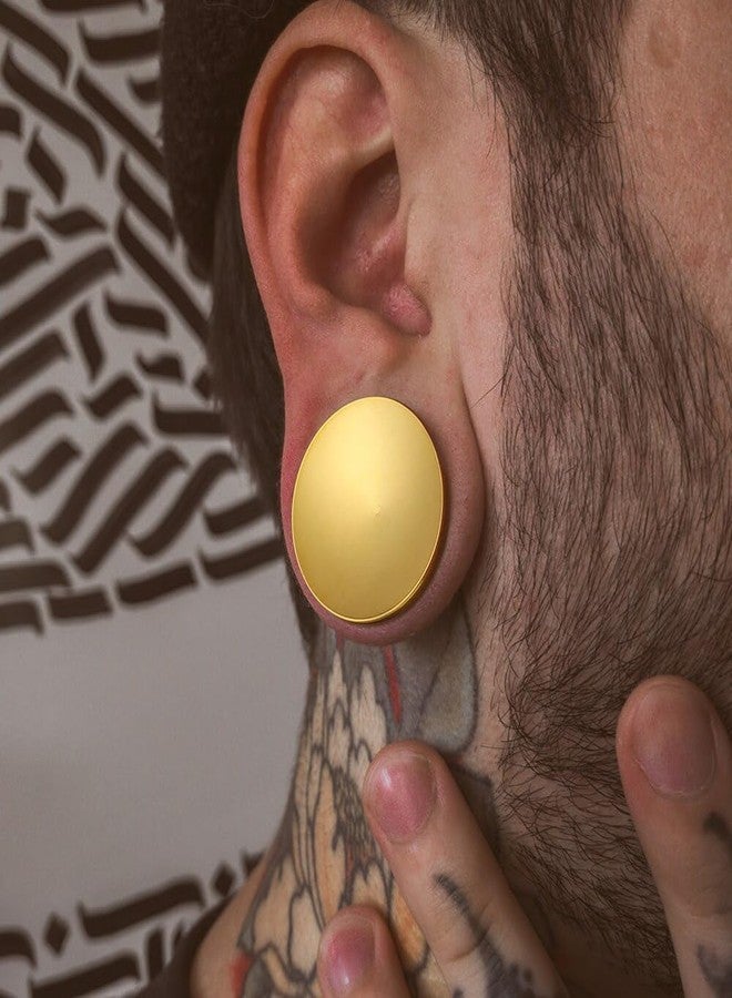 Earblity 2PCS 10mm/00g Gold Concave Ear Gauges Ear Plugs Gauges Tunnels for Stretched Ears Hypoallergenic 316 Stainless Steel Ear Body Piercing Jewelry for Women Men - Image 2